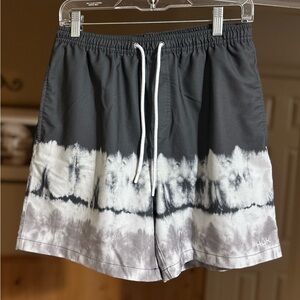 Huk Mens Swim Shorts Sz M Gray Tie Dye Outdoor Beach Pool Fishing Stretch Waist